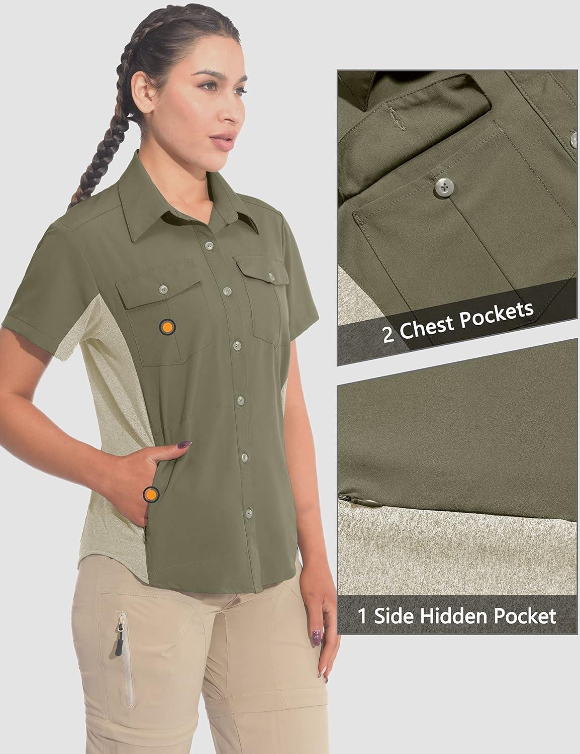 imageLittle Donkey Andy Womens Stretch Quick Dry UPF50 Short Sleeve Shirt for Hiking Travel CampingSage
