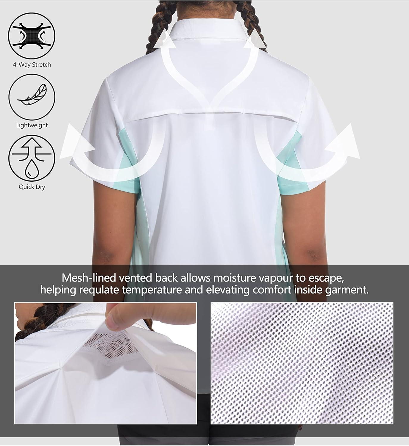 imageLittle Donkey Andy Womens Stretch Quick Dry UPF50 Short Sleeve Shirt for Hiking Travel CampingWhite