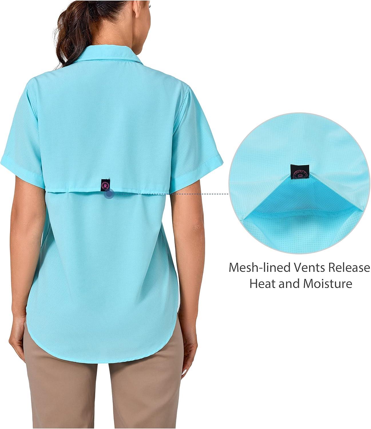 imageLittle Donkey Andy Womens UPF 50 UV Protection Shirt Breathable Short Sleeve Fishing Hiking Shirts Quick DryBlue Tint