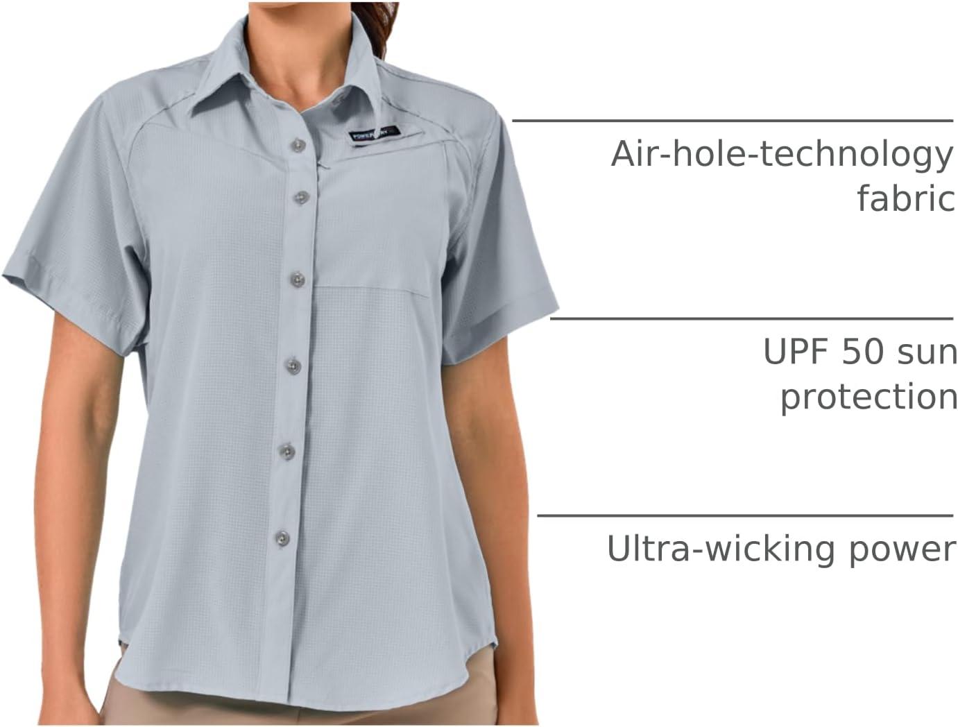 imageLittle Donkey Andy Womens UPF 50 UV Protection Shirt Breathable Short Sleeve Fishing Hiking Shirts Quick DryLight Gray