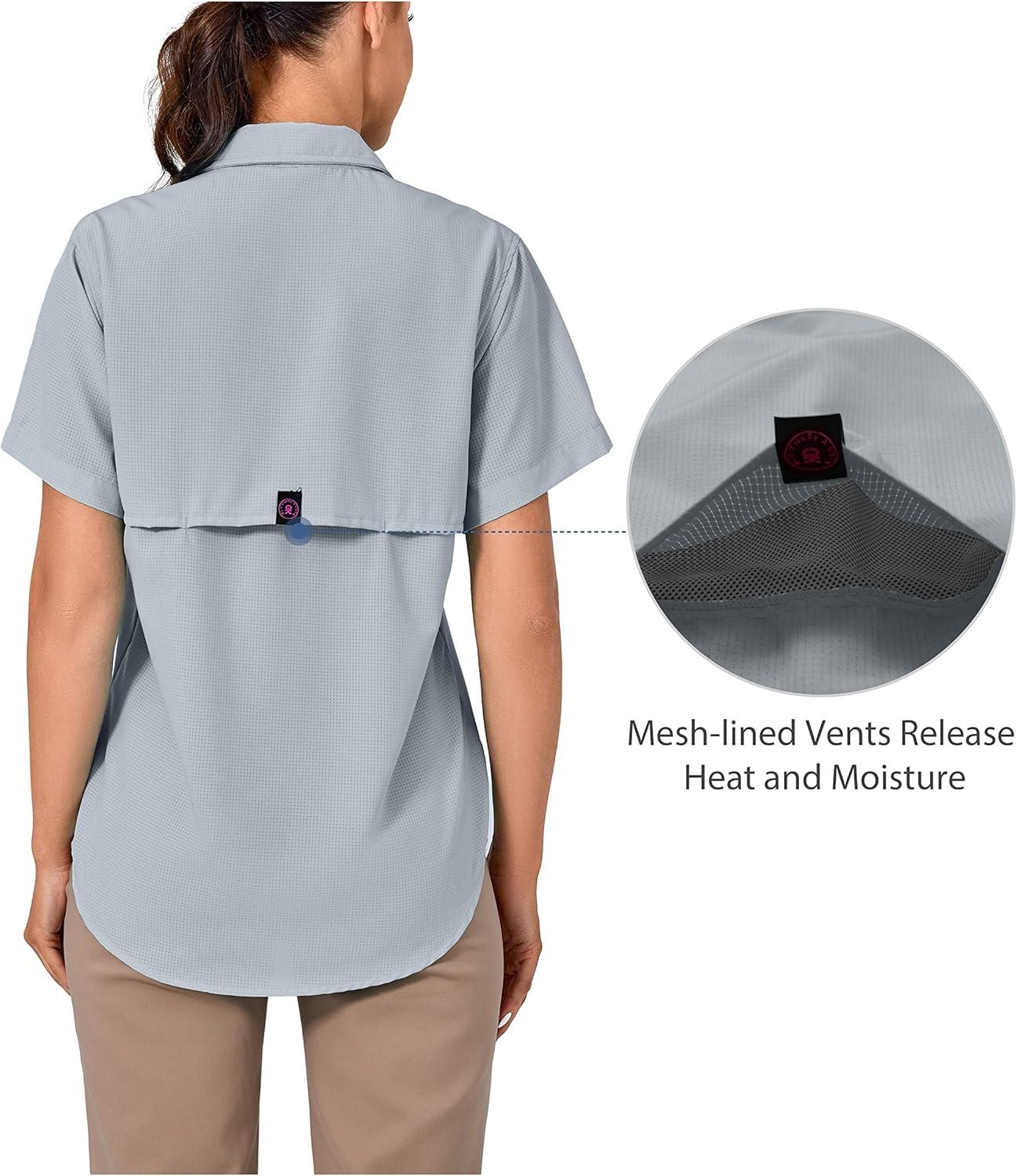 imageLittle Donkey Andy Womens UPF 50 UV Protection Shirt Breathable Short Sleeve Fishing Hiking Shirts Quick DryLight Gray
