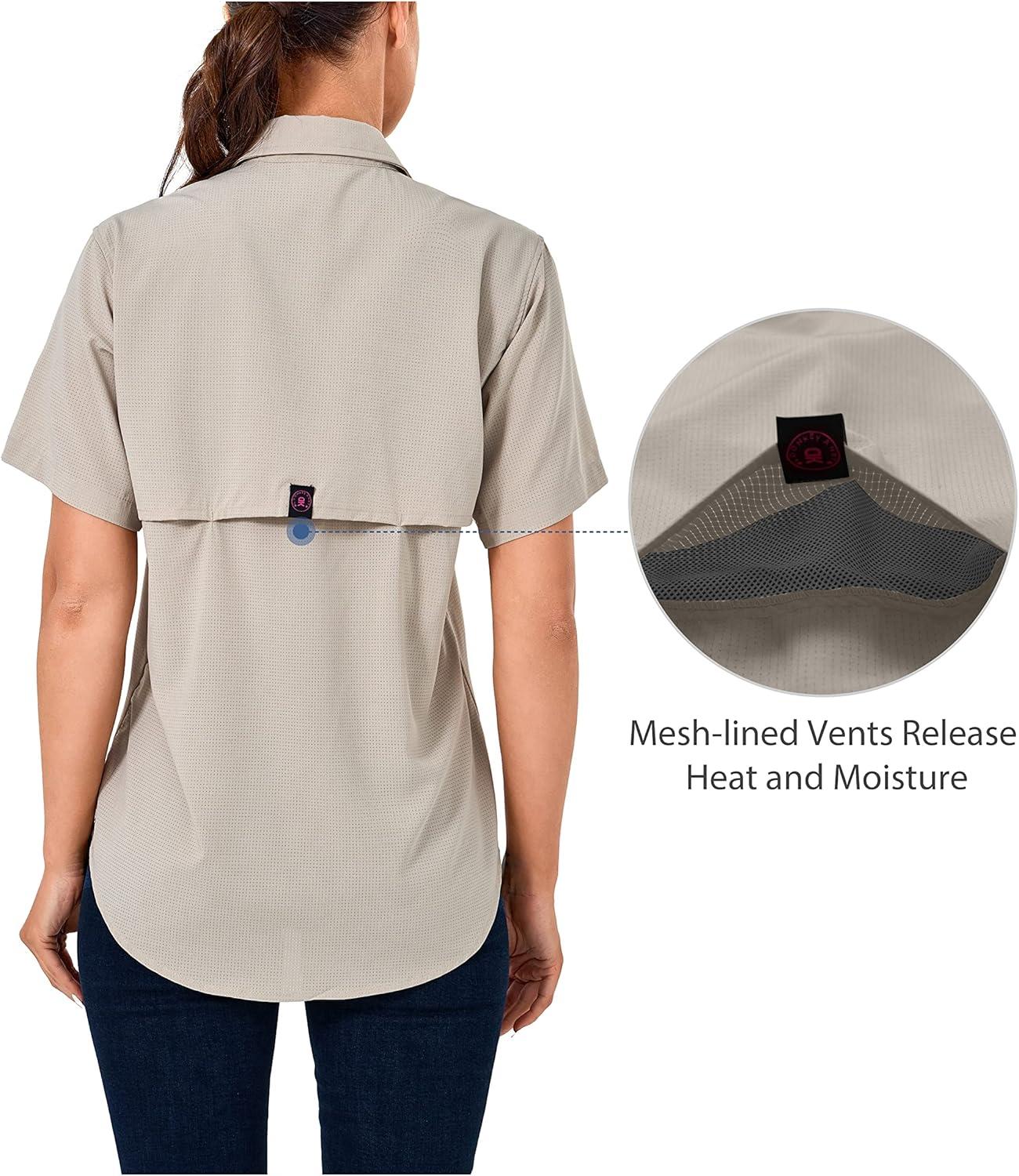 imageLittle Donkey Andy Womens UPF 50 UV Protection Shirt Breathable Short Sleeve Fishing Hiking Shirts Quick DryWood Ash