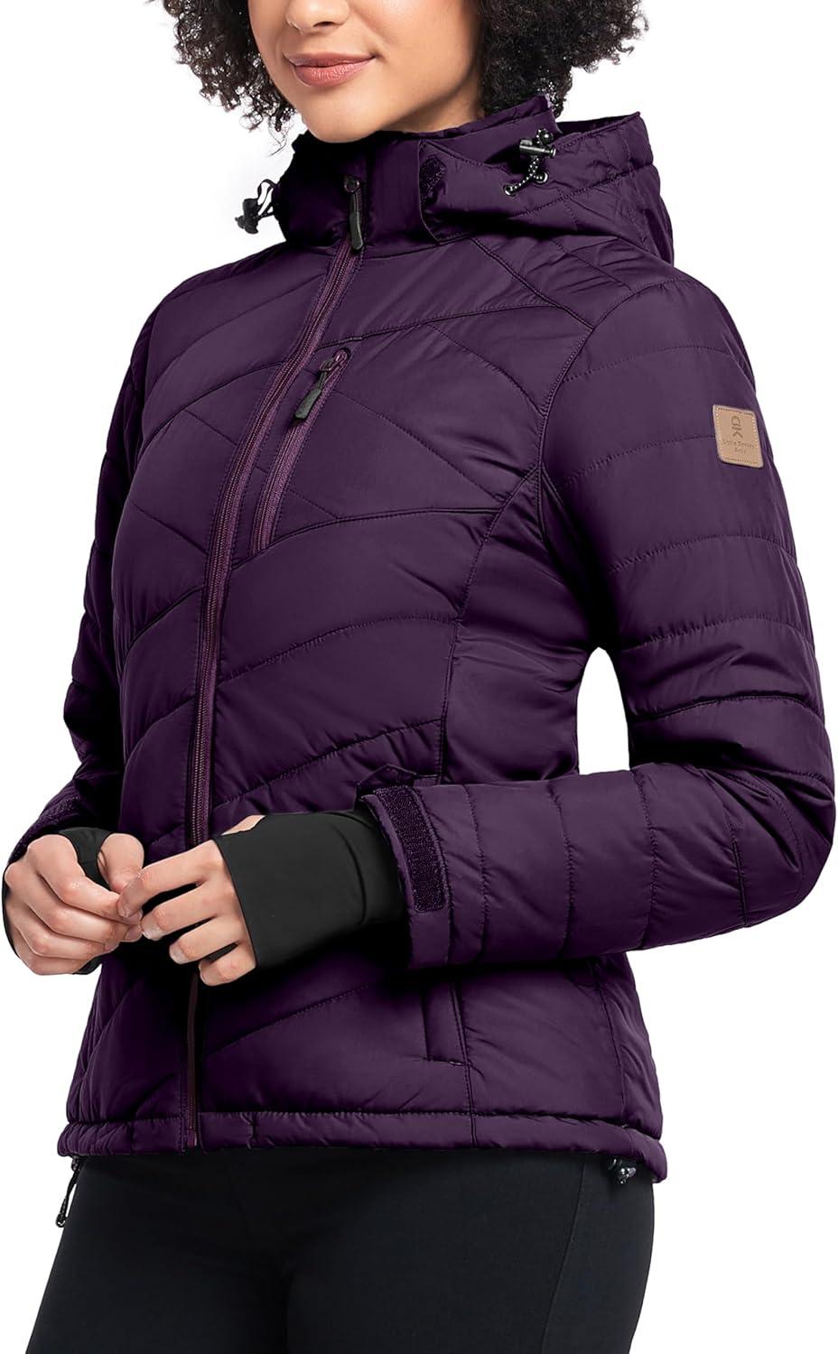 imageLittle Donkey Andy Womens Warm Ski Jacket Water Resistant Insulated Snowboarding Jacket Windproof Winter Snow CoatDark Purple