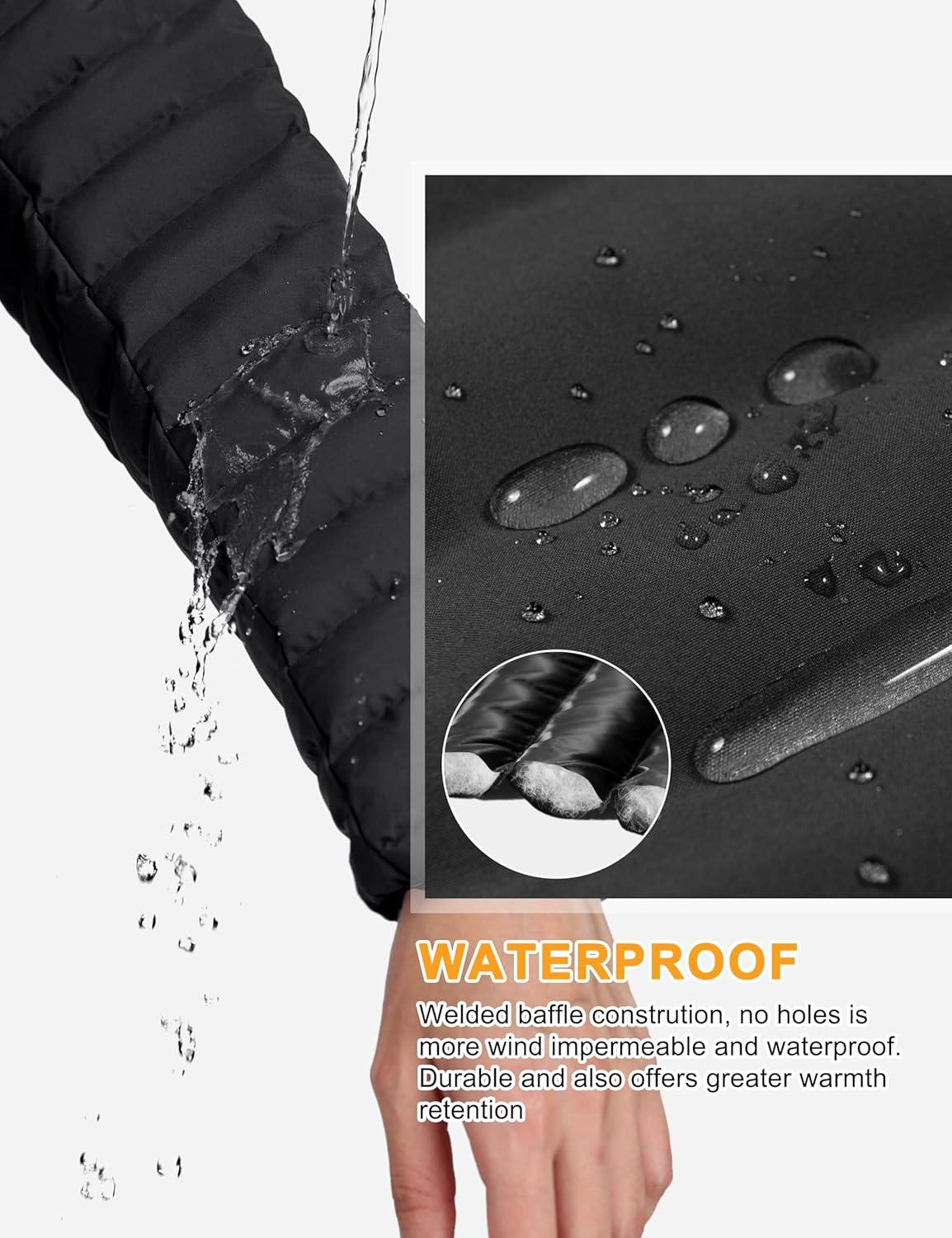 imageLittle Donkey Andy Womens Warm Waterproof Puffer Jacket Hooded Windproof Winter Coat with Recycled InsulationUpgraded Black