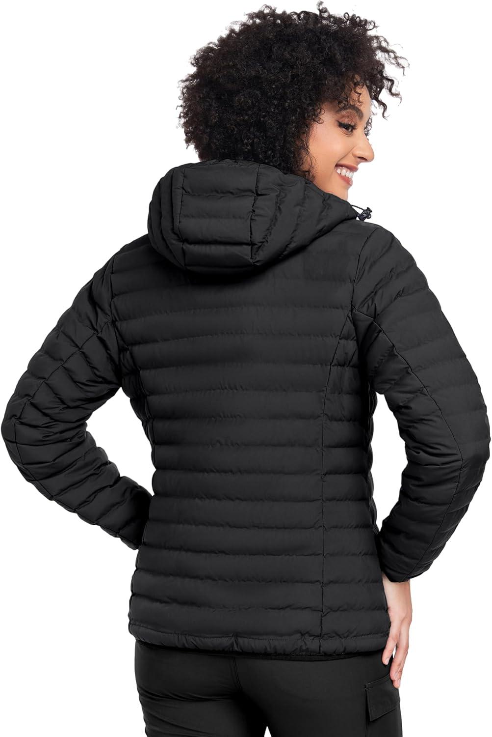 imageLittle Donkey Andy Womens Warm Waterproof Puffer Jacket Hooded Windproof Winter Coat with Recycled InsulationUpgraded Black