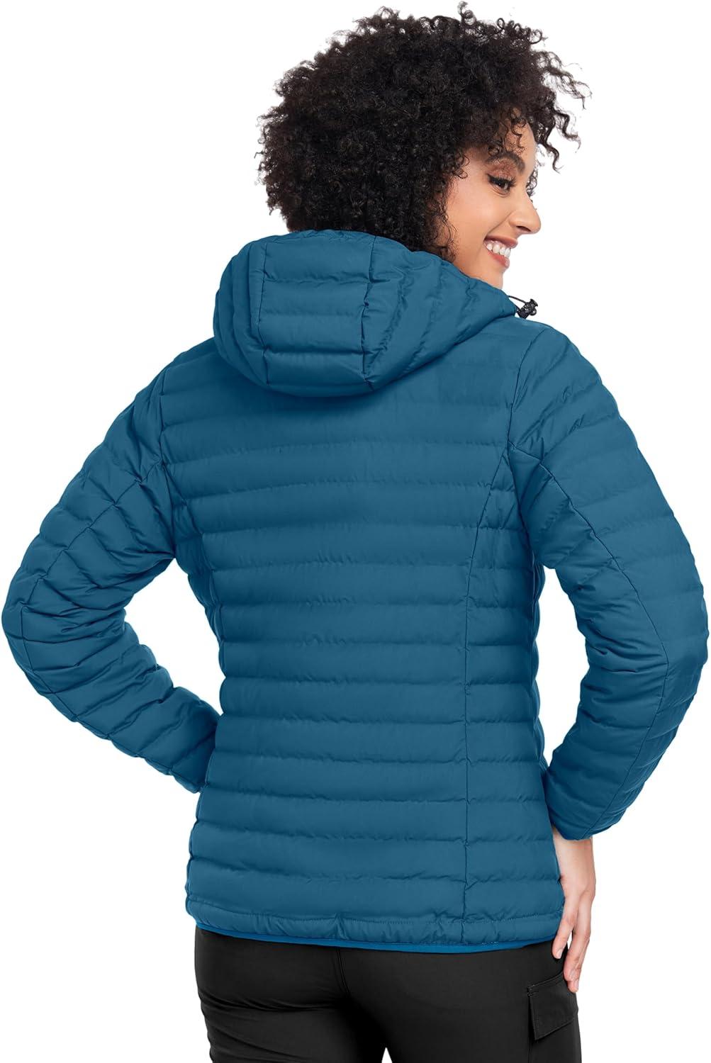 imageLittle Donkey Andy Womens Warm Waterproof Puffer Jacket Hooded Windproof Winter Coat with Recycled InsulationUpgraded Blue