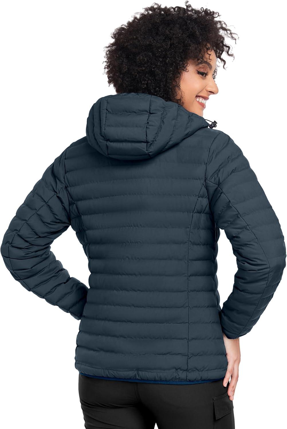 imageLittle Donkey Andy Womens Warm Waterproof Puffer Jacket Hooded Windproof Winter Coat with Recycled InsulationUpgraded Dark Blue