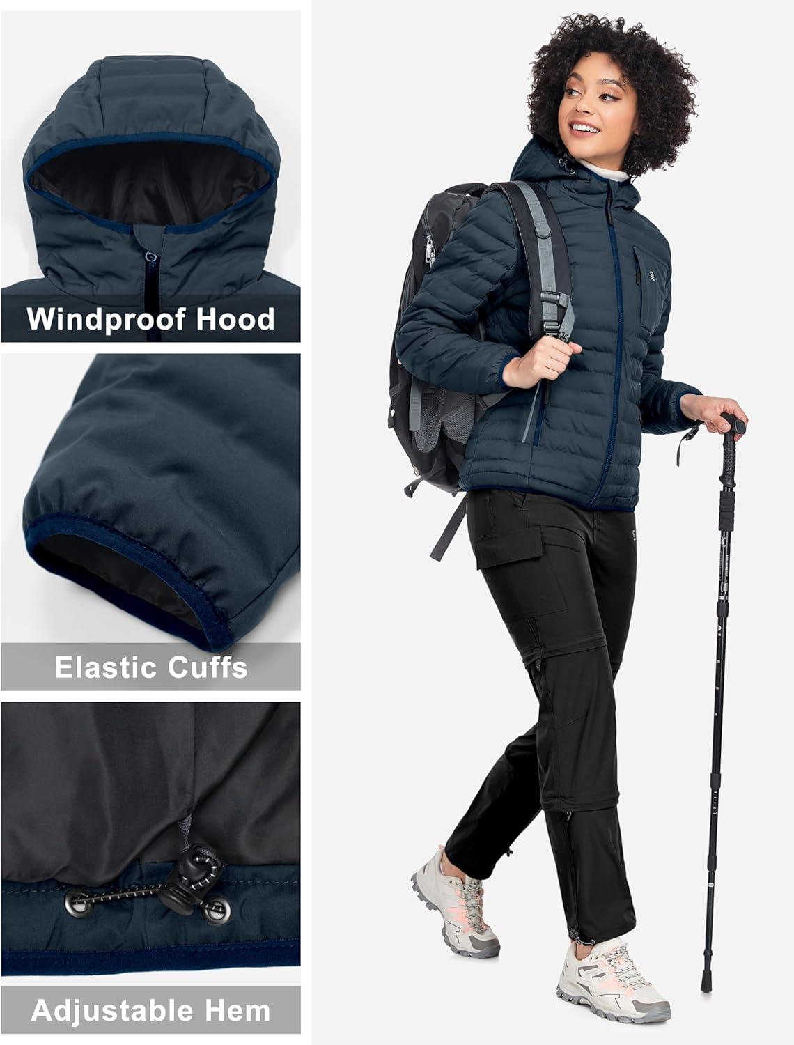 imageLittle Donkey Andy Womens Warm Waterproof Puffer Jacket Hooded Windproof Winter Coat with Recycled InsulationUpgraded Dark Blue