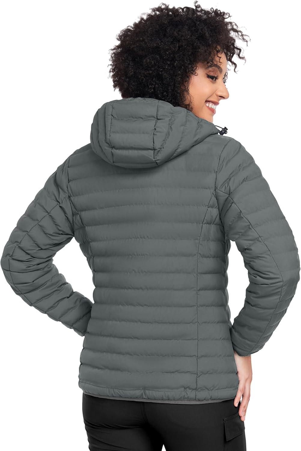 imageLittle Donkey Andy Womens Warm Waterproof Puffer Jacket Hooded Windproof Winter Coat with Recycled InsulationUpgraded Grey
