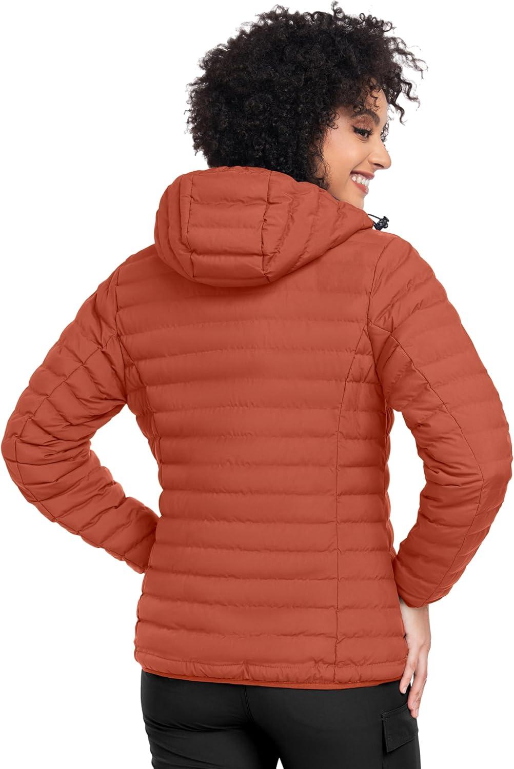 imageLittle Donkey Andy Womens Warm Waterproof Puffer Jacket Hooded Windproof Winter Coat with Recycled InsulationUpgraded Orange