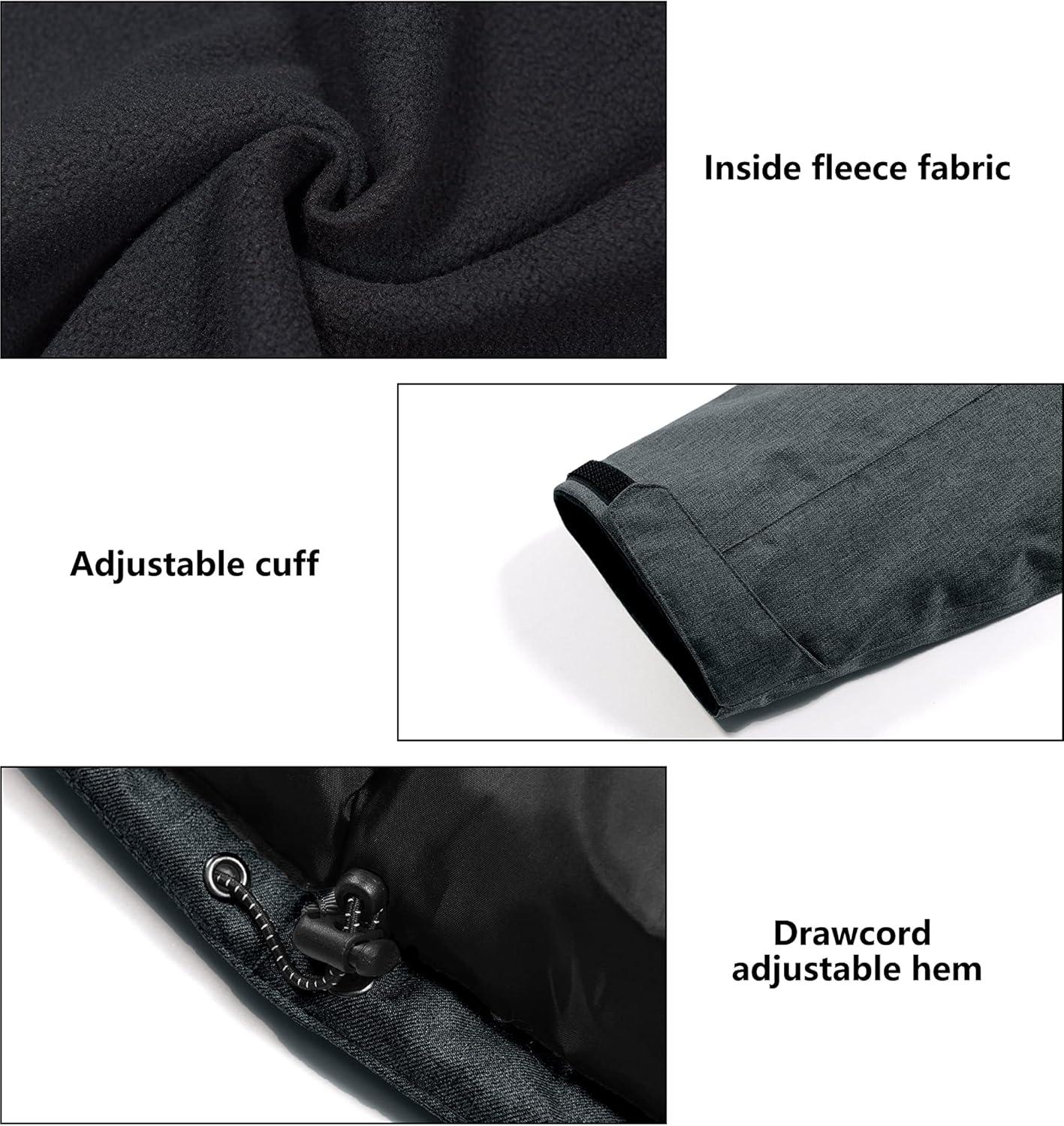 imageLittle Donkey Andy Womens Waterproof Hiking Skiing Jacket with Removable Hood Fleece Lined Winter Warm Rain CoatBlack
