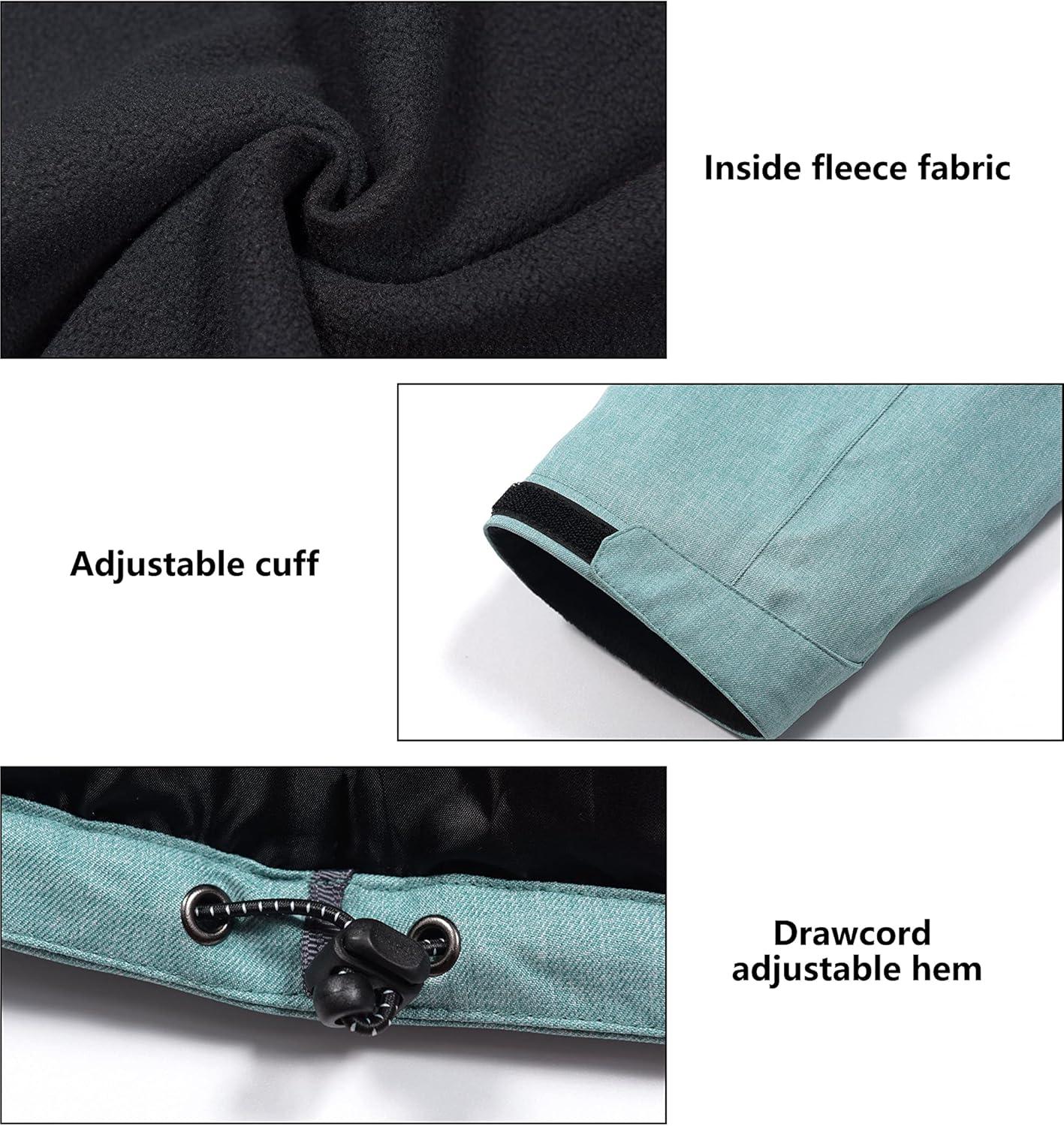 imageLittle Donkey Andy Womens Waterproof Hiking Skiing Jacket with Removable Hood Fleece Lined Winter Warm Rain CoatBlue Heather