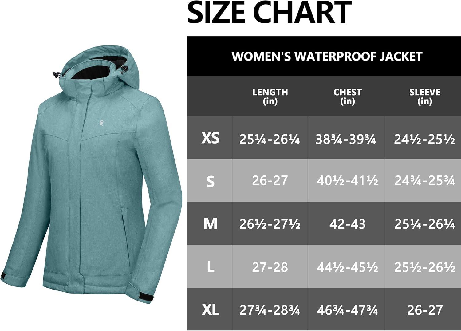 imageLittle Donkey Andy Womens Waterproof Hiking Skiing Jacket with Removable Hood Fleece Lined Winter Warm Rain CoatBlue Heather