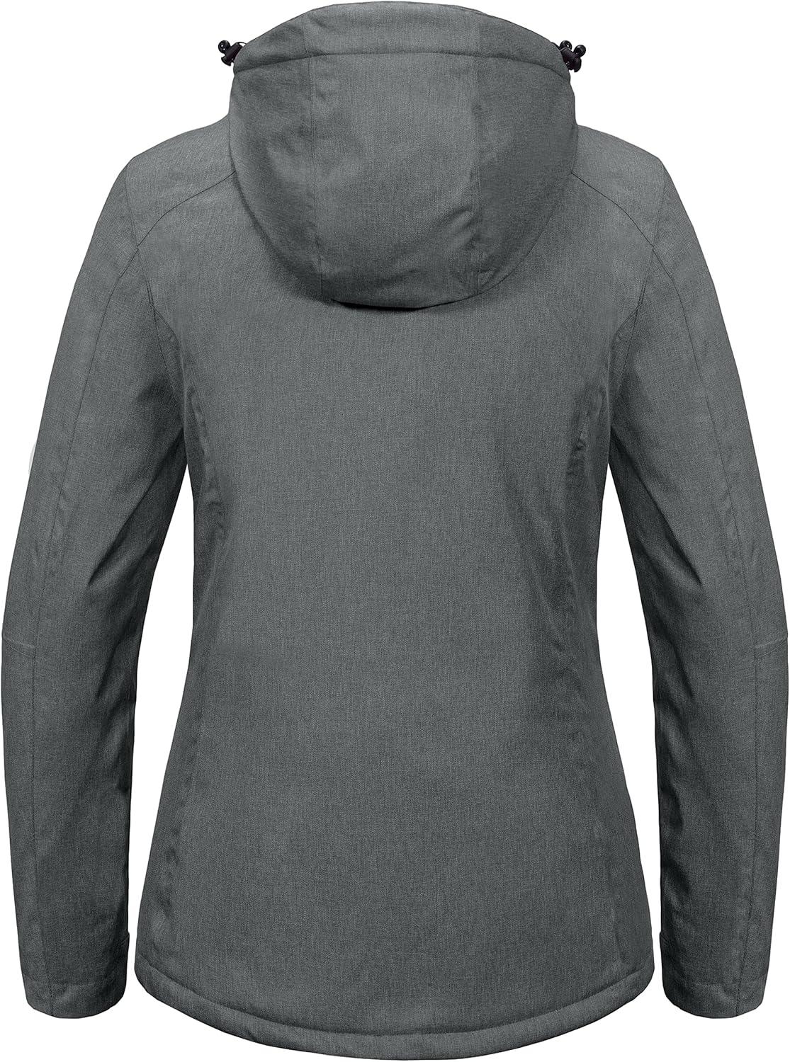 imageLittle Donkey Andy Womens Waterproof Hiking Skiing Jacket with Removable Hood Fleece Lined Winter Warm Rain CoatFrost Gray