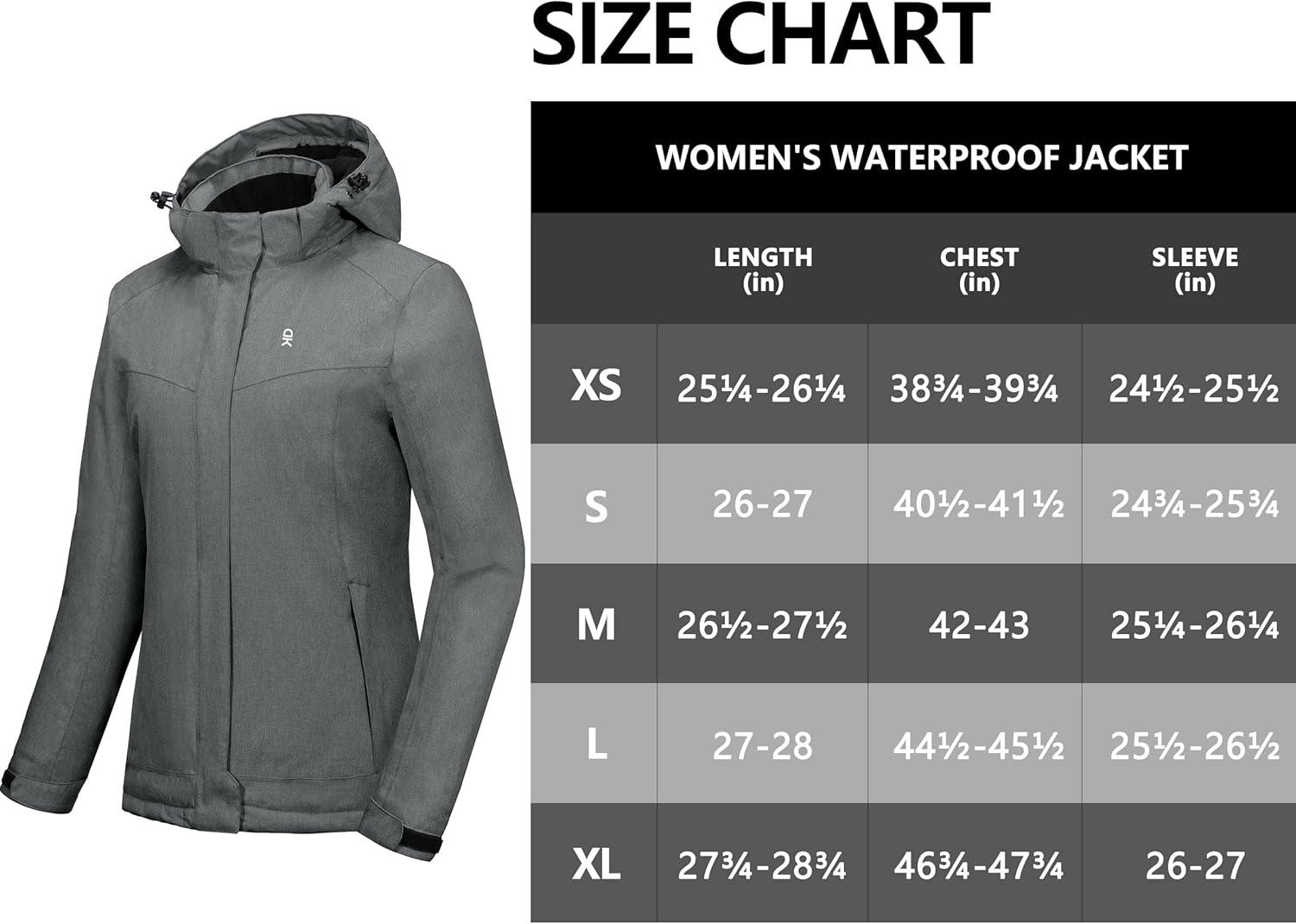 imageLittle Donkey Andy Womens Waterproof Hiking Skiing Jacket with Removable Hood Fleece Lined Winter Warm Rain CoatFrost Gray