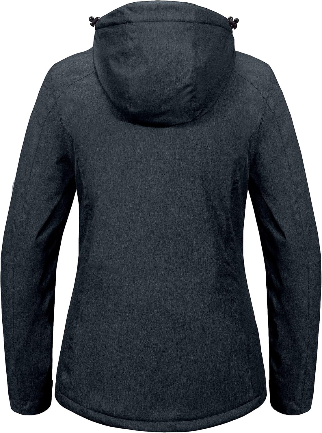 imageLittle Donkey Andy Womens Waterproof Hiking Skiing Jacket with Removable Hood Fleece Lined Winter Warm Rain CoatIndia Ink