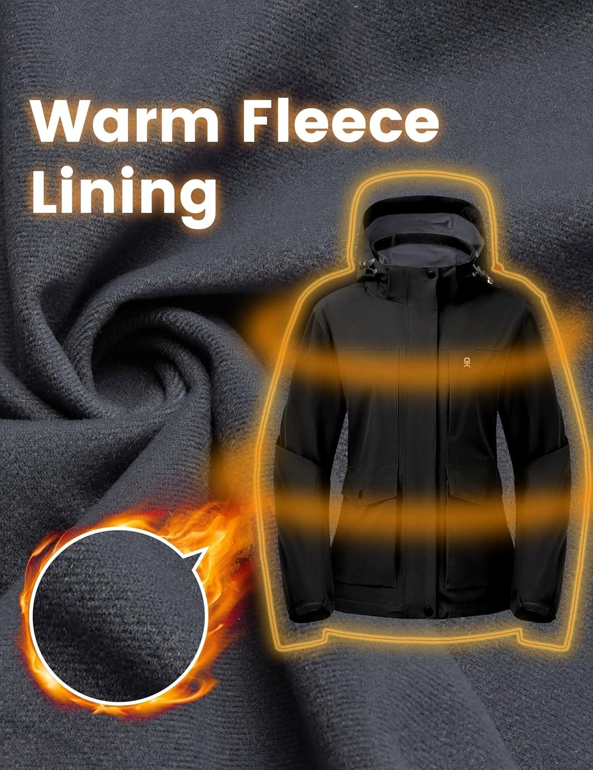 imageLittle Donkey Andy Womens Waterproof Rain jacket with Hood Lightweight Windbreaker Raincoat Shell for Camping HikingBlack