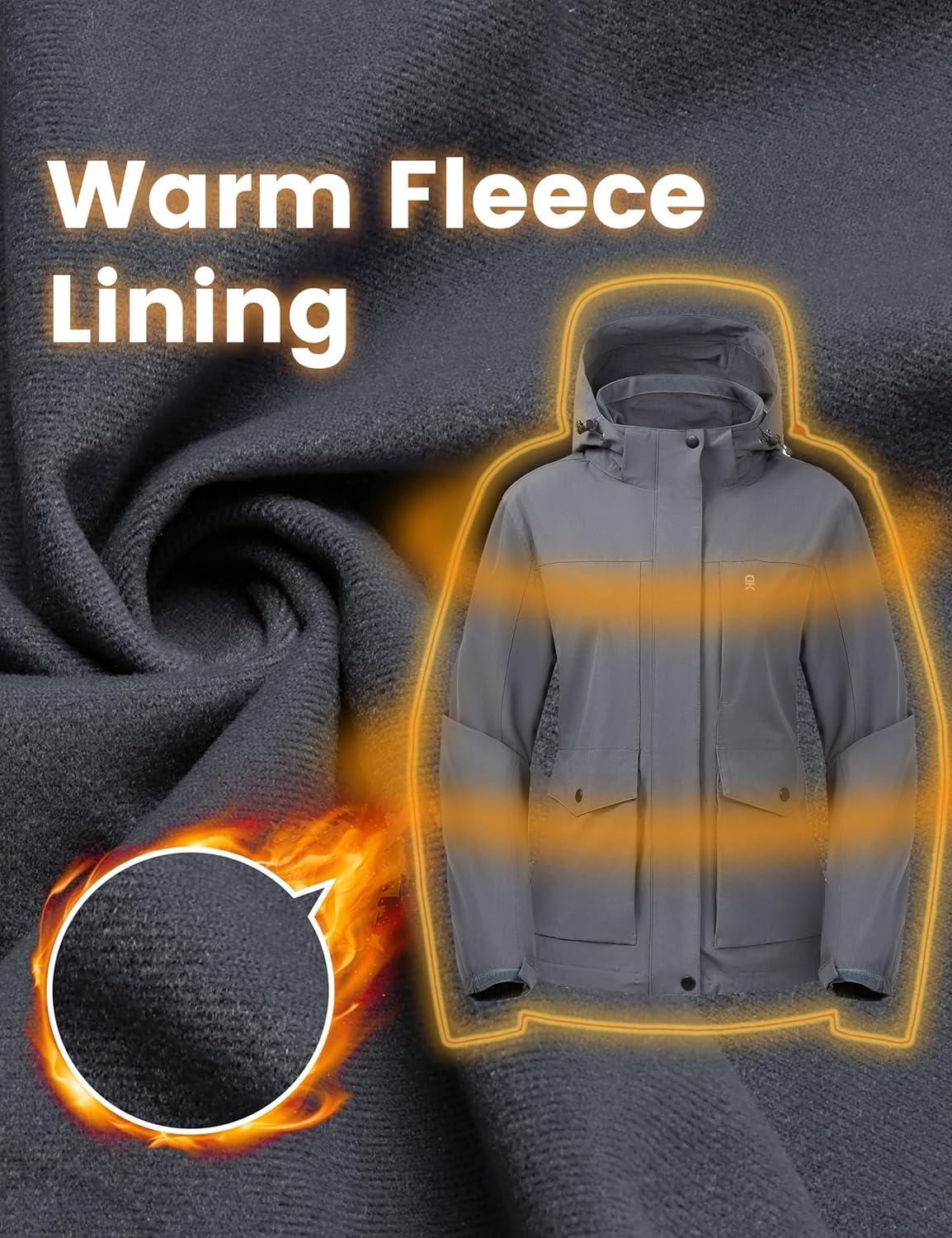 imageLittle Donkey Andy Womens Waterproof Rain jacket with Hood Lightweight Windbreaker Raincoat Shell for Camping HikingGrey
