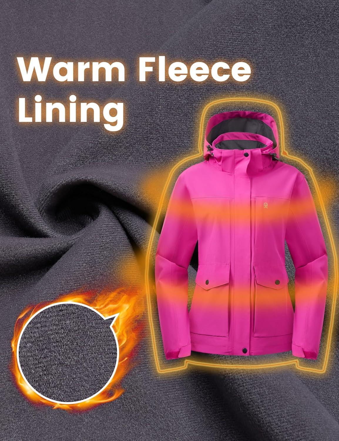 imageLittle Donkey Andy Womens Waterproof Rain jacket with Hood Lightweight Windbreaker Raincoat Shell for Camping HikingRose