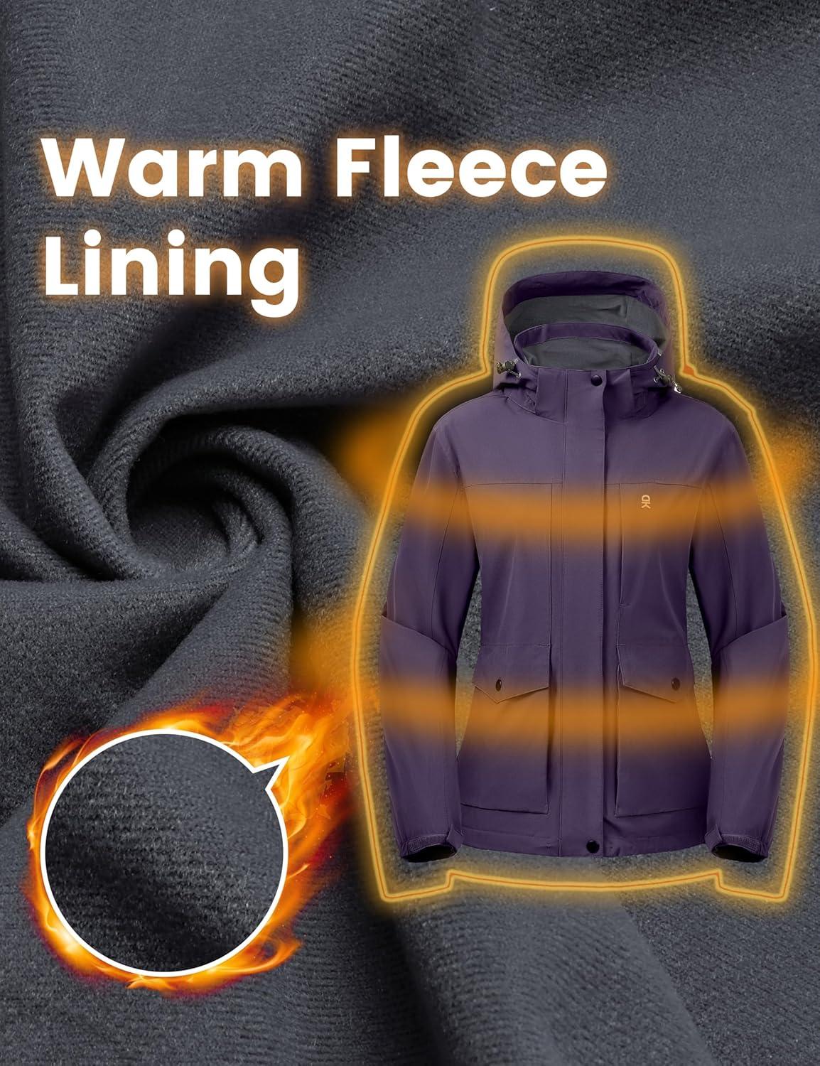 imageLittle Donkey Andy Womens Waterproof Rain jacket with Hood Lightweight Windbreaker Raincoat Shell for Camping HikingViolet