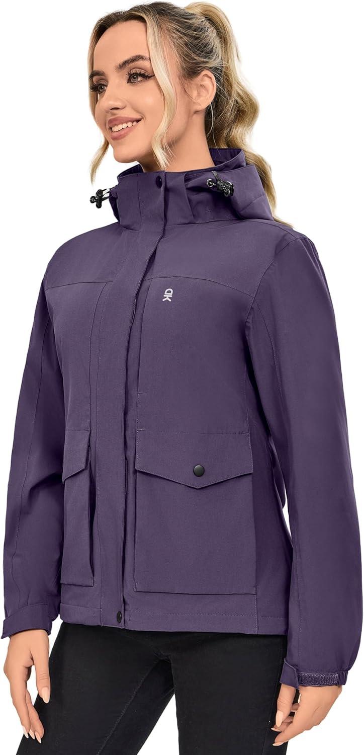 imageLittle Donkey Andy Womens Waterproof Rain jacket with Hood Lightweight Windbreaker Raincoat Shell for Camping HikingViolet