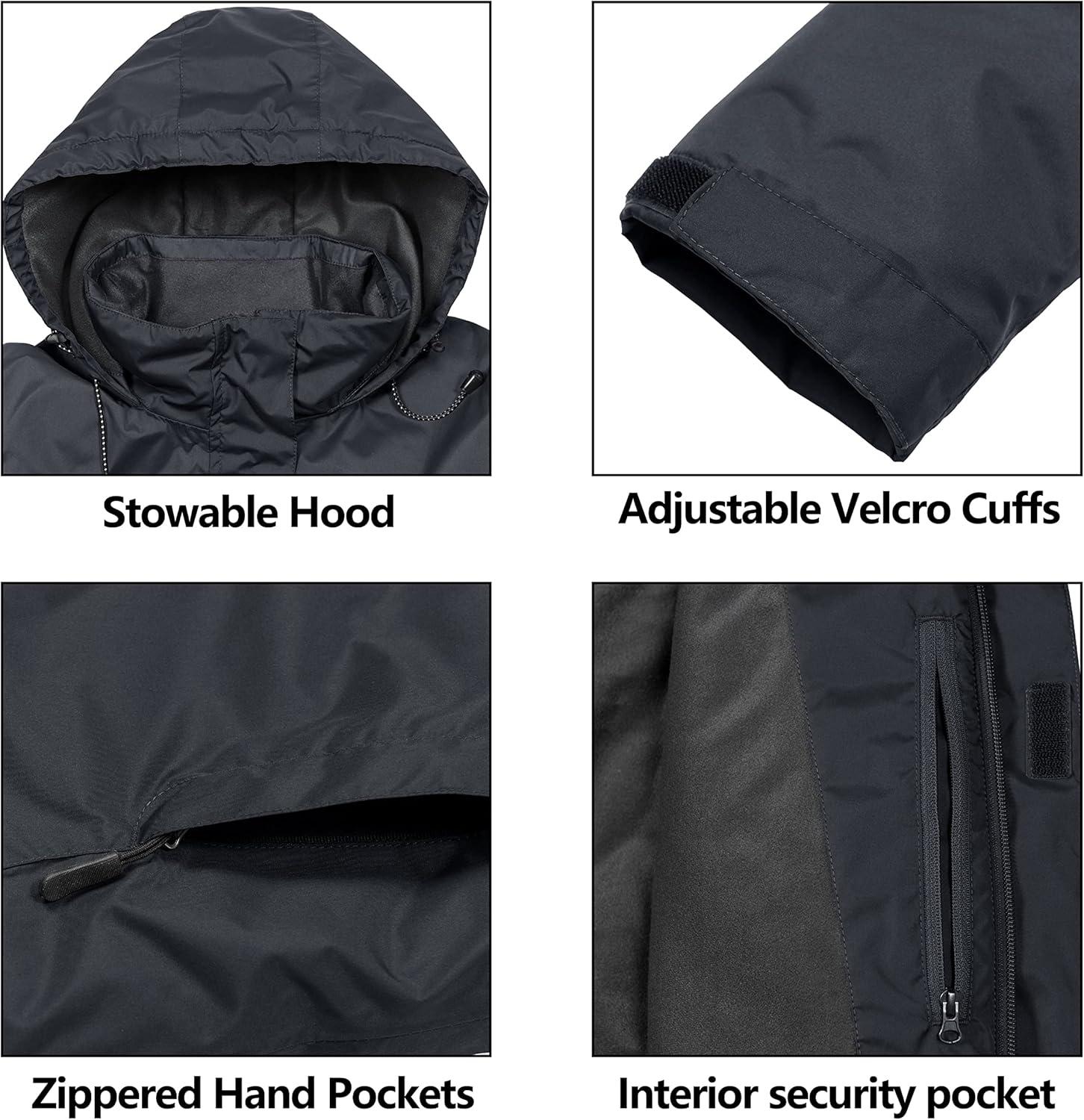 imageLittle Donkey Andy Womens Waterproof Ski Snowboarding Jacket Windproof Warm Coat with Detachable HoodA1black