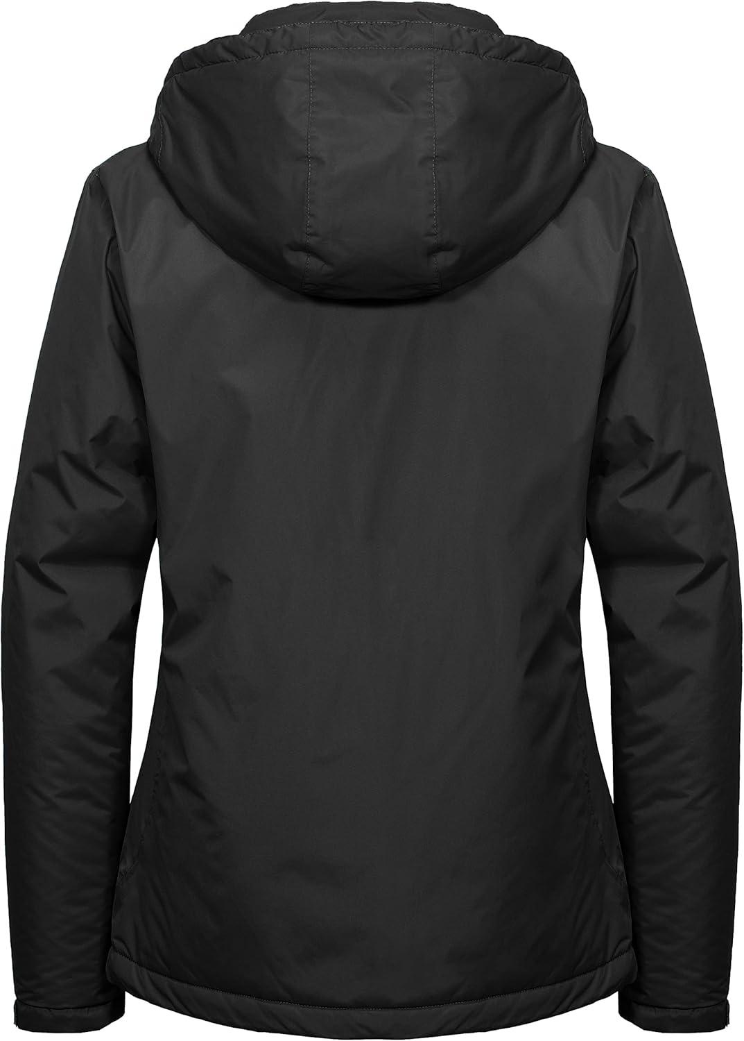imageLittle Donkey Andy Womens Waterproof Ski Snowboarding Jacket Windproof Warm Coat with Detachable HoodA1black