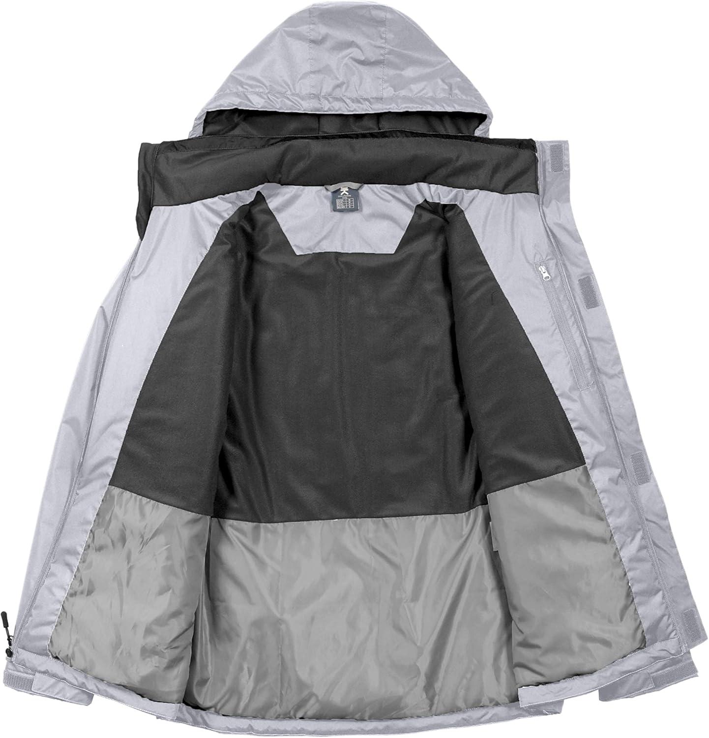 imageLittle Donkey Andy Womens Waterproof Ski Snowboarding Jacket Windproof Warm Coat with Detachable HoodA3light Gray