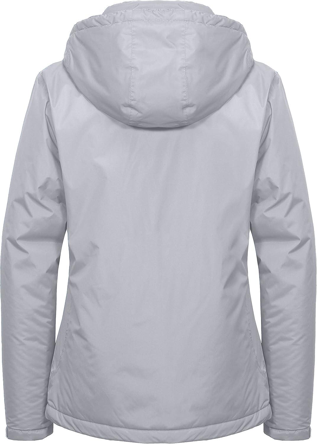 imageLittle Donkey Andy Womens Waterproof Ski Snowboarding Jacket Windproof Warm Coat with Detachable HoodA3light Gray