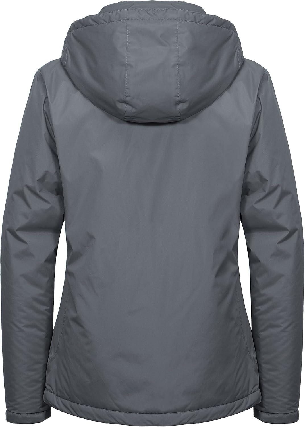 imageLittle Donkey Andy Womens Waterproof Ski Snowboarding Jacket Windproof Warm Coat with Detachable HoodA5gray