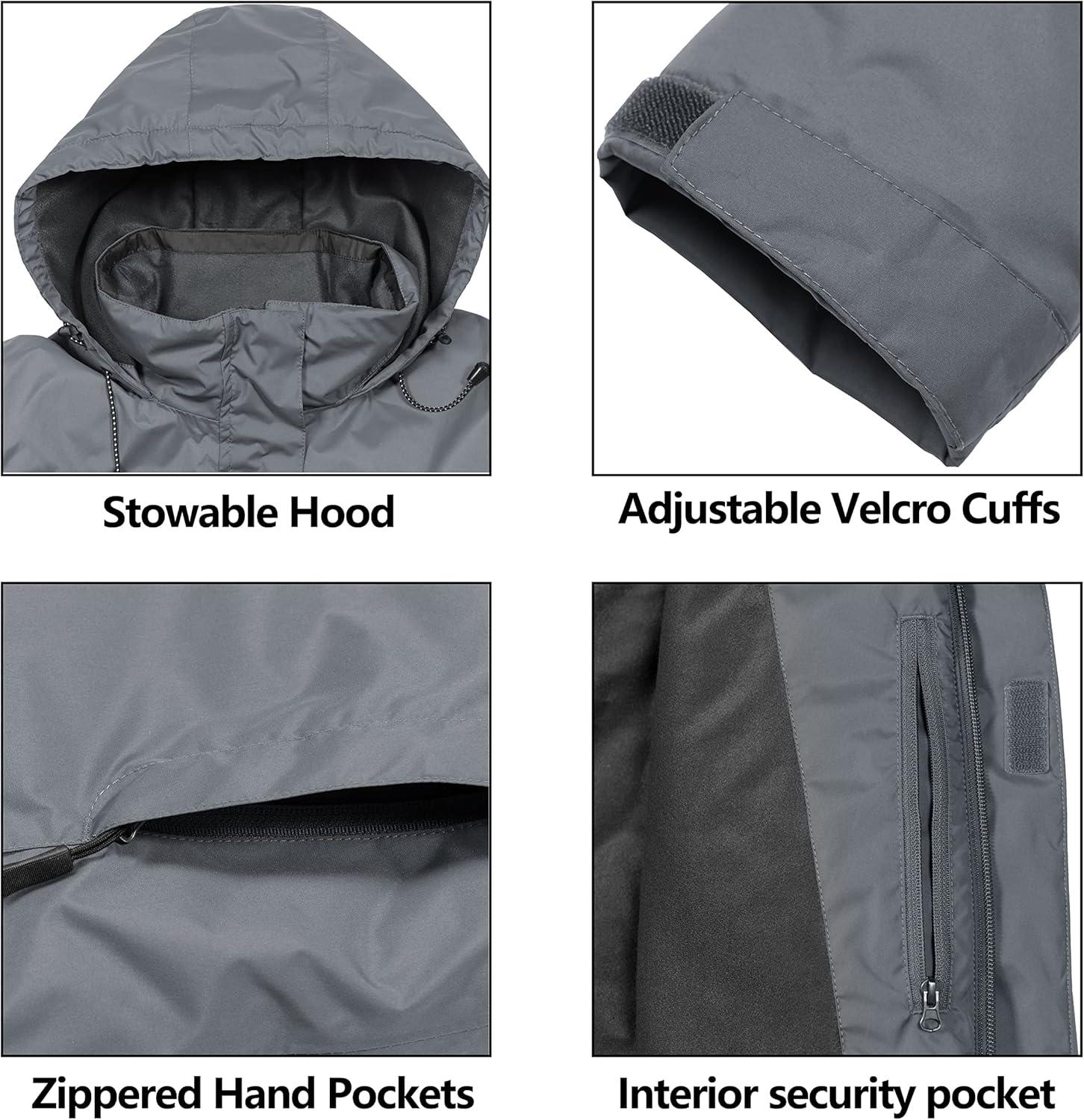 imageLittle Donkey Andy Womens Waterproof Ski Snowboarding Jacket Windproof Warm Coat with Detachable HoodA5gray