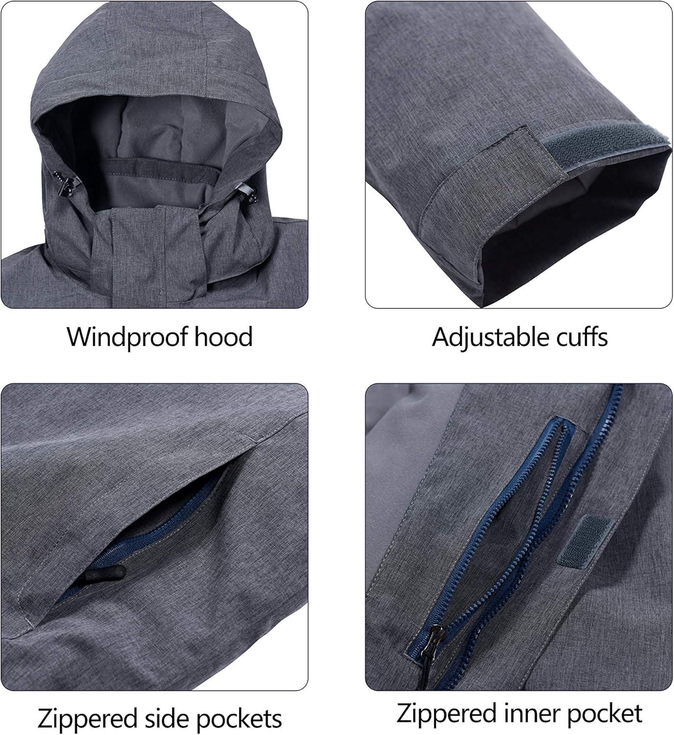 imageLittle Donkey Andy Womens Waterproof Ski Snowboarding Jacket Windproof Warm Coat with Detachable HoodBlack Heather