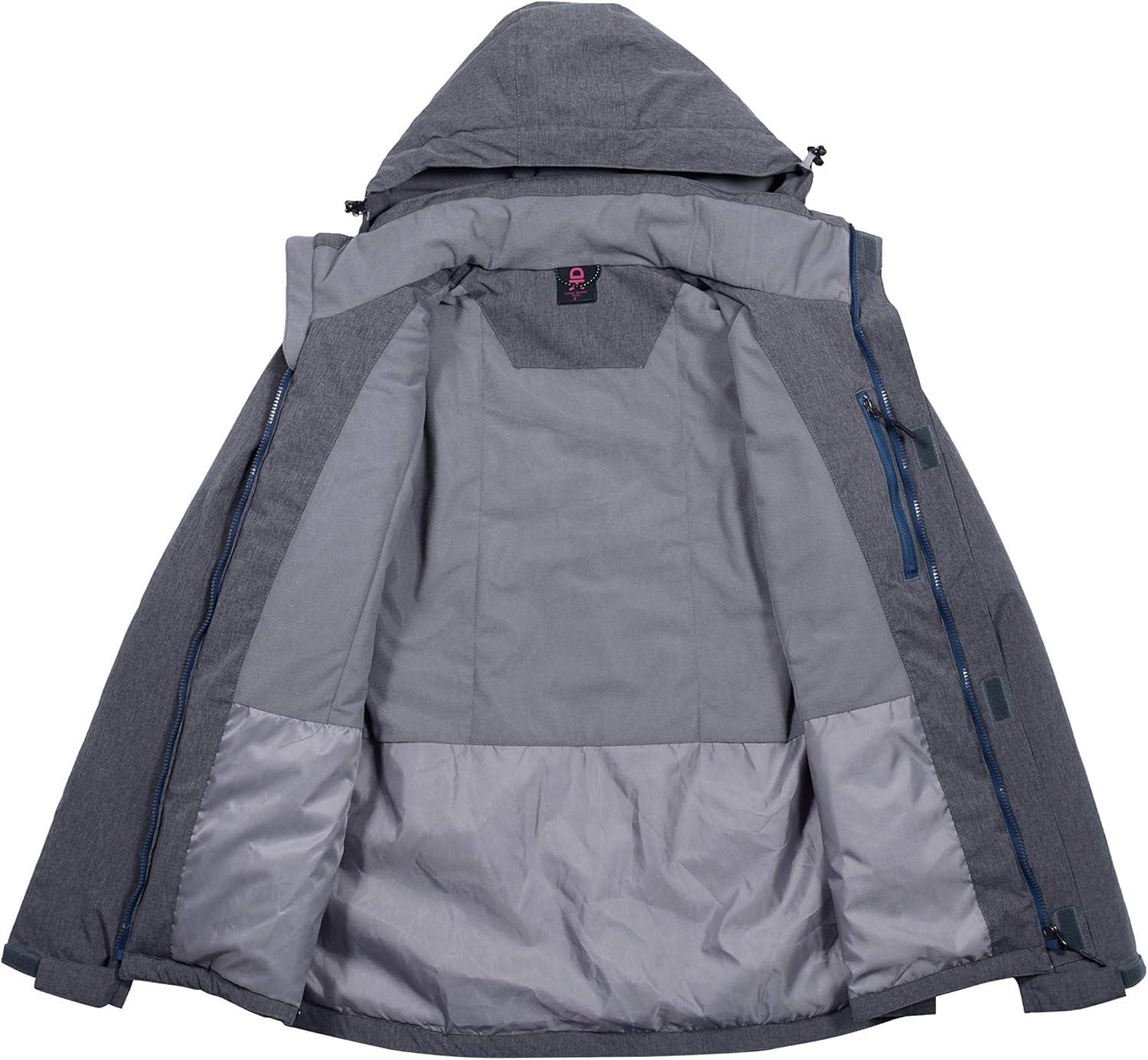 imageLittle Donkey Andy Womens Waterproof Ski Snowboarding Jacket Windproof Warm Coat with Detachable HoodBlack Heather