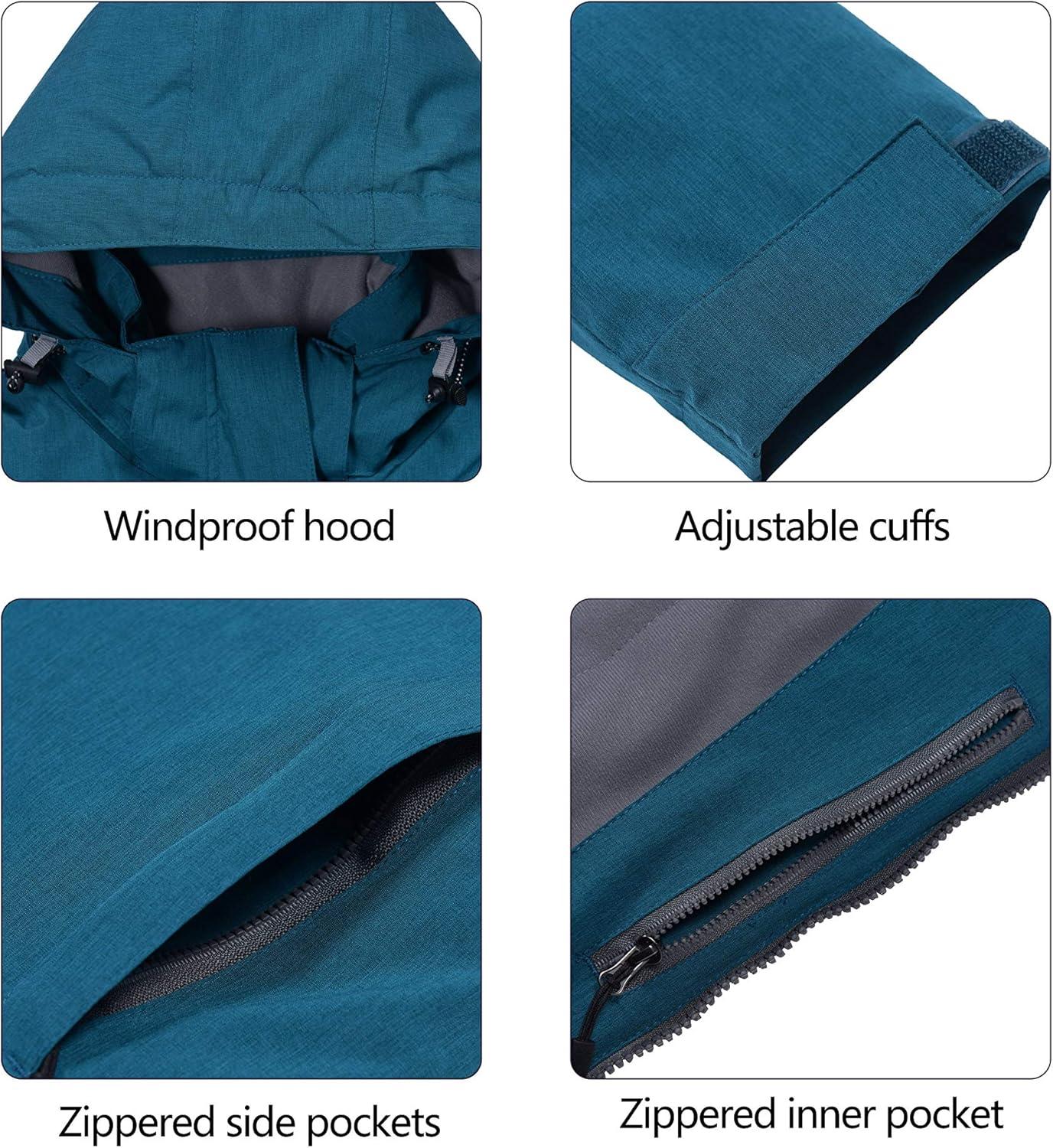 imageLittle Donkey Andy Womens Waterproof Ski Snowboarding Jacket Windproof Warm Coat with Detachable HoodBlue Grass Heather