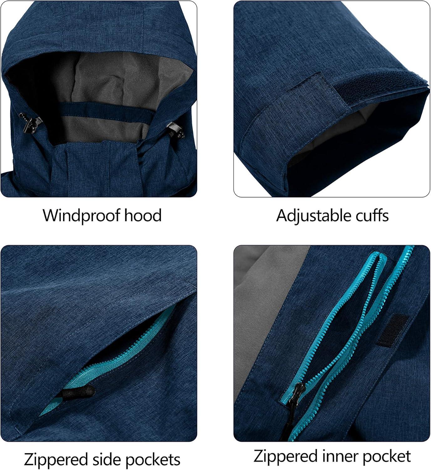 imageLittle Donkey Andy Womens Waterproof Ski Snowboarding Jacket Windproof Warm Coat with Detachable HoodBlue Heather