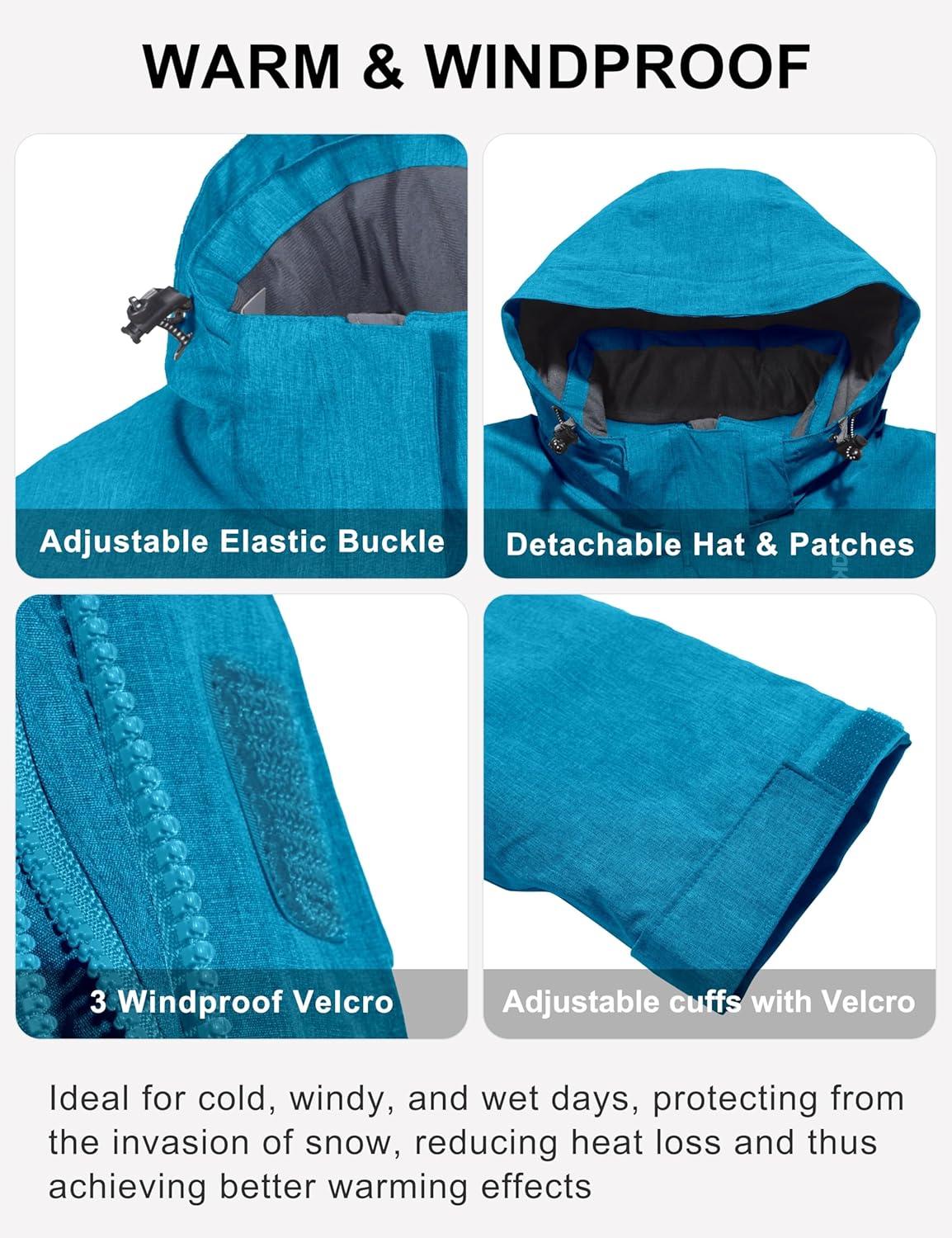 imageLittle Donkey Andy Womens Waterproof Ski Snowboarding Jacket Windproof Warm Coat with Detachable HoodFaience Heather