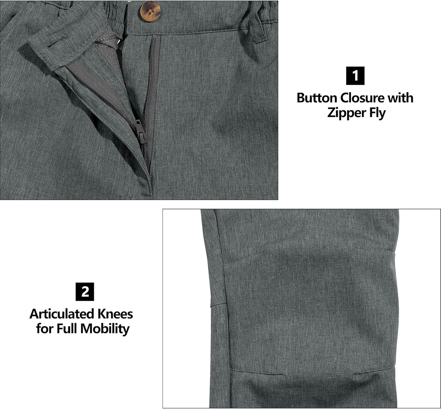 imageLittle Donkey Andy Womens Windproof Hiking Cargo Pants Fleece Lined Water Repellent Ski Snow Softshell PantsGrey Heather