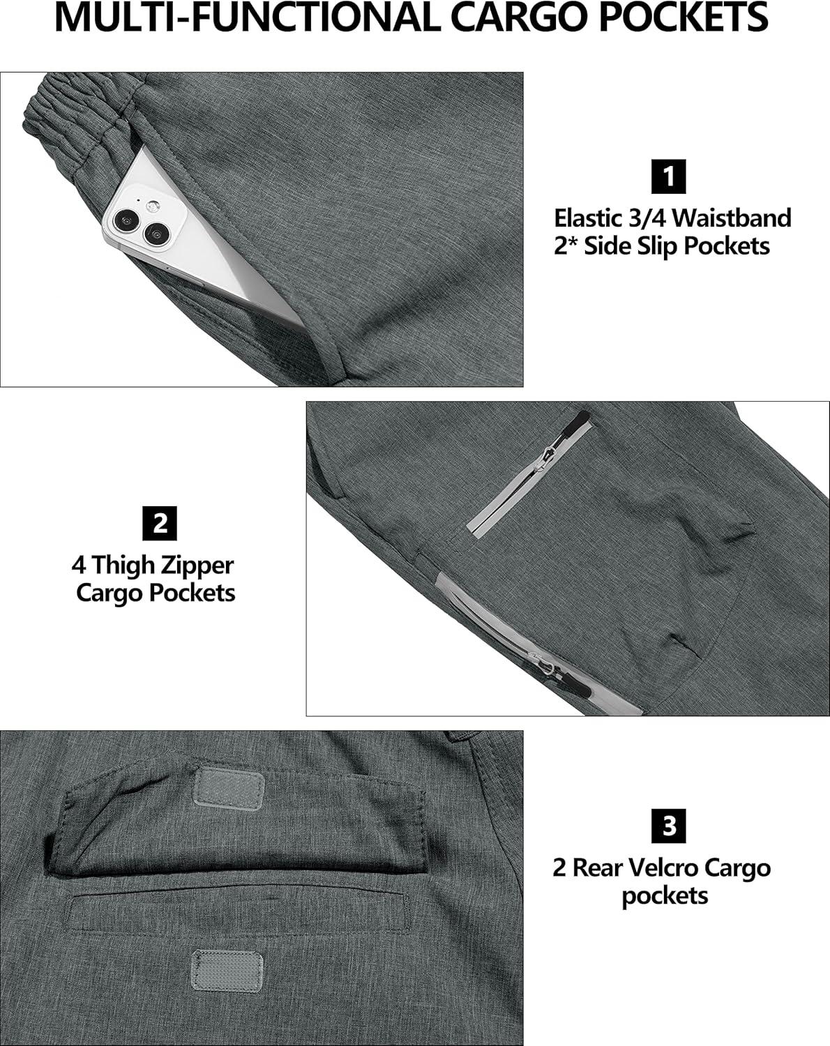 imageLittle Donkey Andy Womens Windproof Hiking Cargo Pants Fleece Lined Water Repellent Ski Snow Softshell PantsGrey Heather