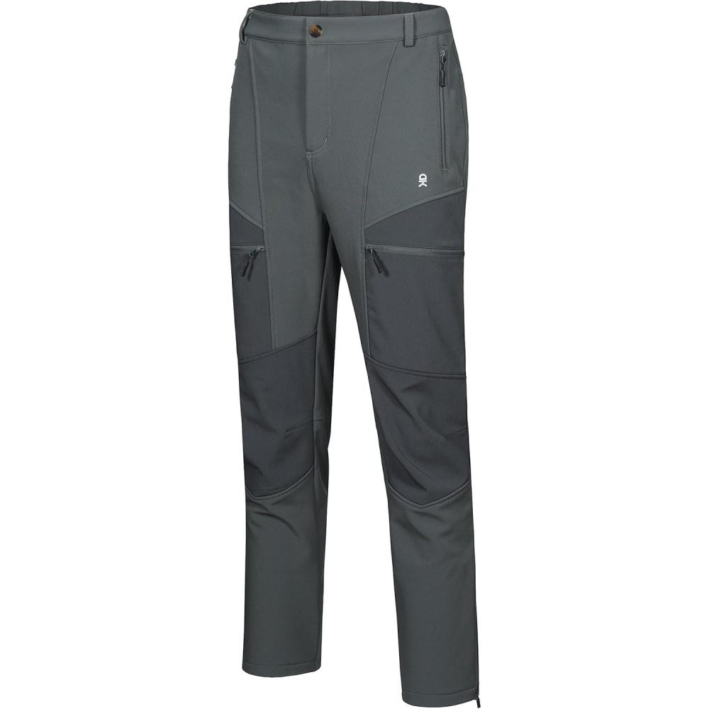 imageLittle Donkey Andy Mens Fleece Lined Hiking Ski Snow Pants Winter Windproof Softshell Pants Warm and Water RepellentDark Gray