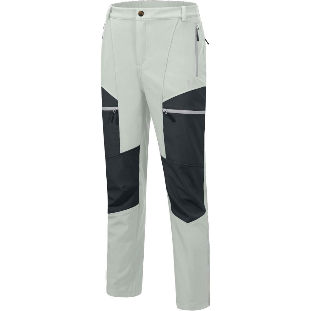 imageLittle Donkey Andy Mens Fleece Lined Hiking Ski Snow Pants Winter Windproof Softshell Pants Warm and Water RepellentLight Gray