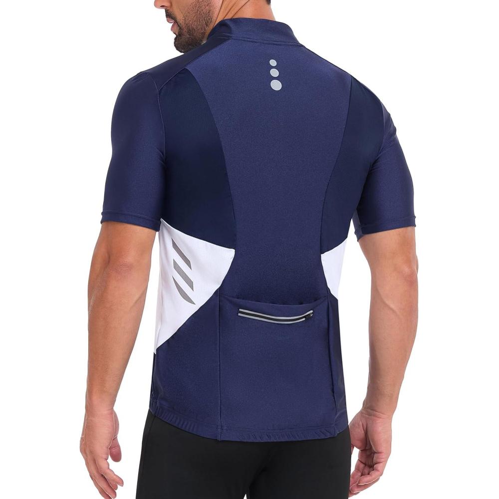 imageLittle Donkey Andy Mens Half Zip Breathable Cycling Vests Reflective Sleeveless Jerseys Lightweight Bicycle RunningShort Sleeveroyal Blue