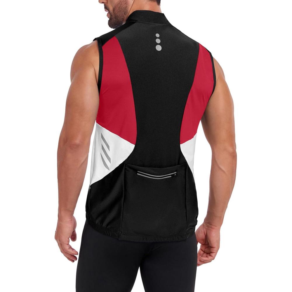 imageLittle Donkey Andy Mens Half Zip Breathable Cycling Vests Reflective Sleeveless Jerseys Lightweight Bicycle RunningSleevelessblack