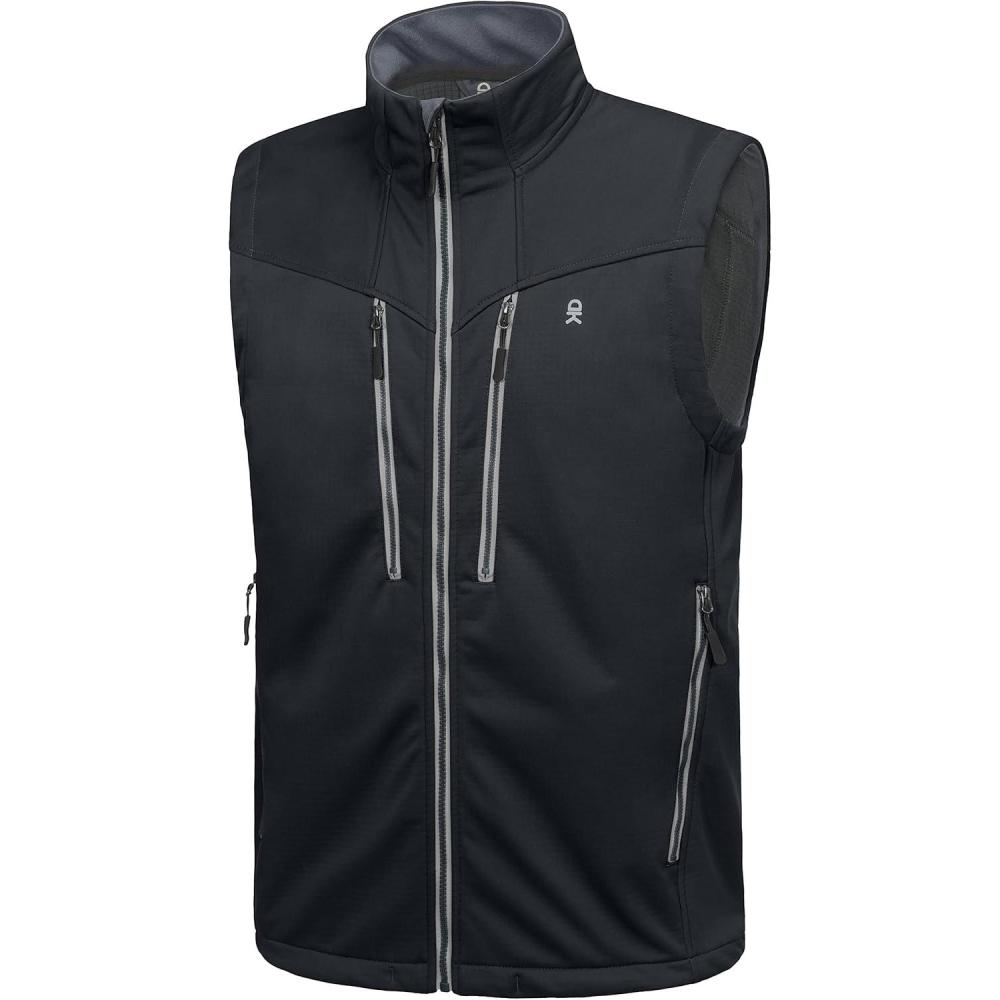 imageLittle Donkey Andy Mens Lightweight Fleece Lined Outdoor Vests Windproof Sleeveless Jackets for Hiking Travel Golf1 Black