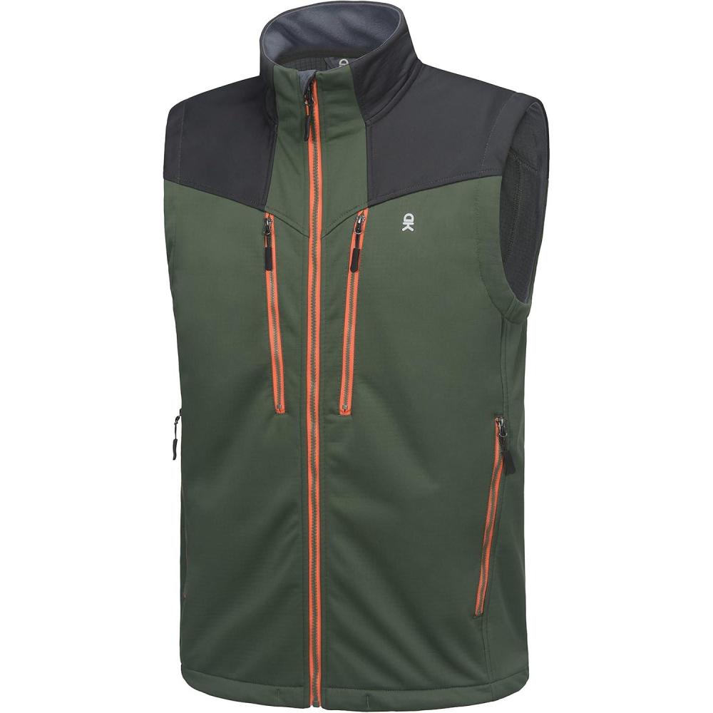 imageLittle Donkey Andy Mens Lightweight Fleece Lined Outdoor Vests Windproof Sleeveless Jackets for Hiking Travel Golf3 Jungle Green
