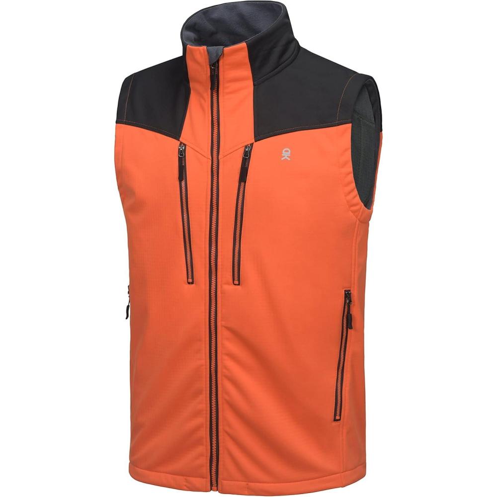 imageLittle Donkey Andy Mens Lightweight Fleece Lined Outdoor Vests Windproof Sleeveless Jackets for Hiking Travel Golf4 Vibrant Orange