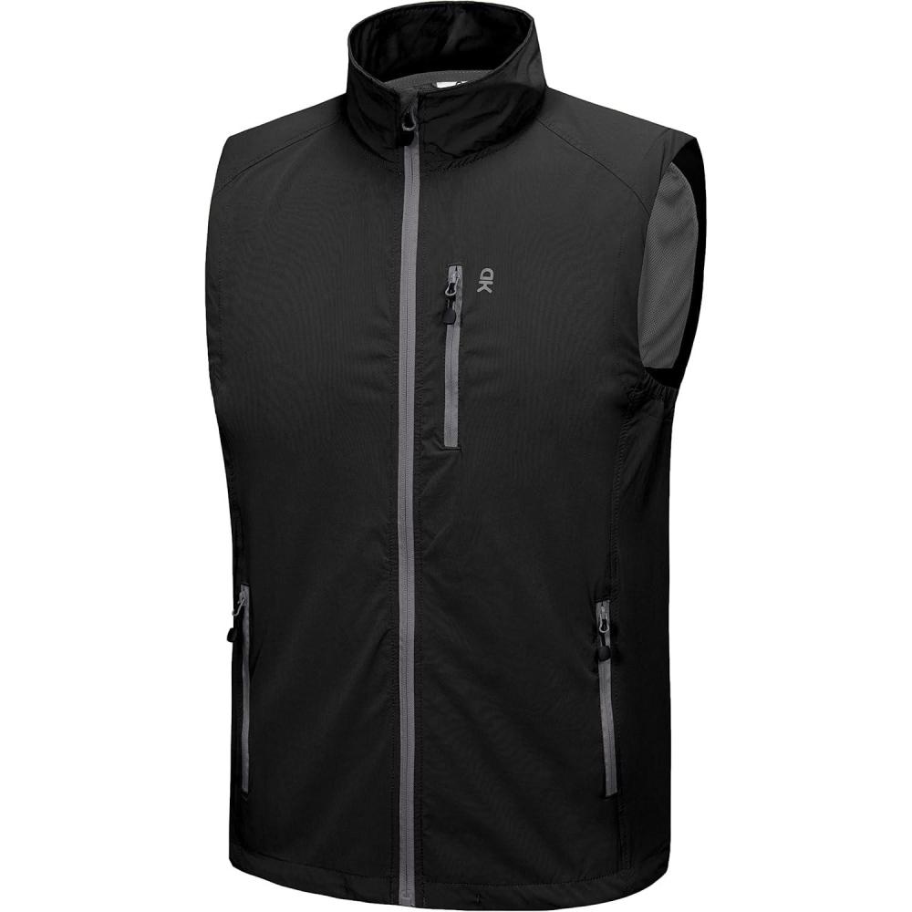 imageLittle Donkey Andy Mens Lightweight Quick Dry Vest Packble Outerwear Sleeveless Windproof Jacket for Golfing Cycling RunningBlack