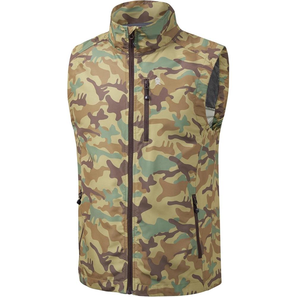 imageLittle Donkey Andy Mens Lightweight Quick Dry Vest Packble Outerwear Sleeveless Windproof Jacket for Golfing Cycling RunningGreen Camo