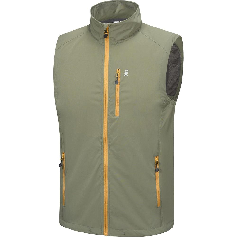 imageLittle Donkey Andy Mens Lightweight Quick Dry Vest Packble Outerwear Sleeveless Windproof Jacket for Golfing Cycling RunningLaurel Oak