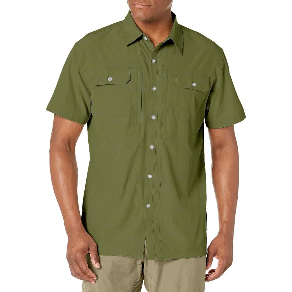 imageLittle Donkey Andy Mens Lightweight Short Sleeve Shirt Quick Dry Stretch Shirt for Hiking Travel UPF50Upgraded Olive