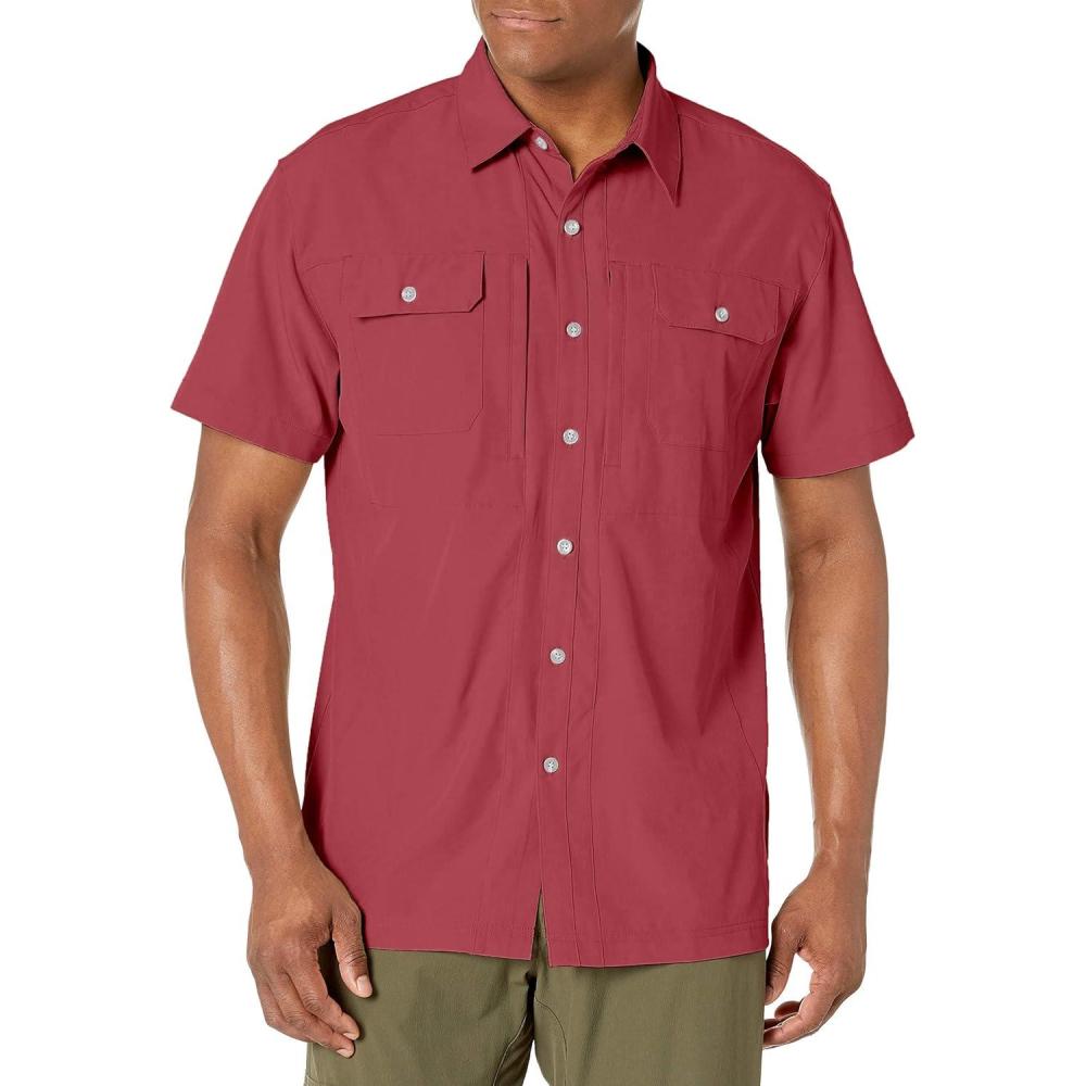 imageLittle Donkey Andy Mens Lightweight Short Sleeve Shirt Quick Dry Stretch Shirt for Hiking Travel UPF50Upgraded Watermelon Red
